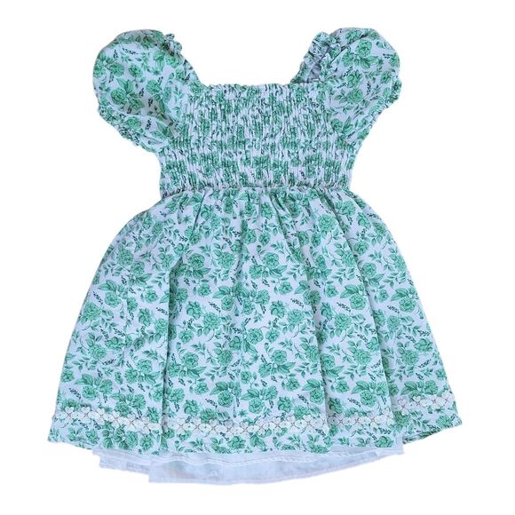 Joie girls smocked floral print dress green cotton lined cottage - Picture 5 of 16